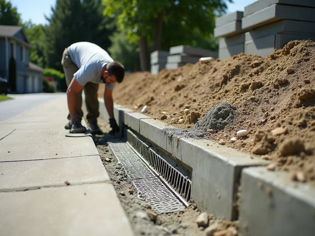 Descente de garage : la réussir sans transformer votre pente en piège Pose du drainage sur une pente de garage avant coulage du béton