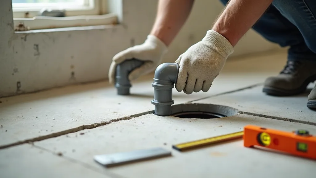 Évacuation de douche qui bouchonne ou qui pue ? Voici comment y remédier Raccordement d'un tuyau d'évacuation de douche sur un chantier de rénovation